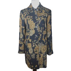 Vintage Carlisle Floral Jacquard 95% Wool Long Coat Size 10